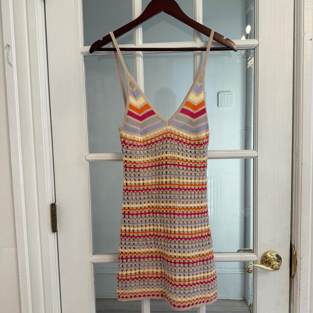 JUNIPER BLU Women's Multicolor Crochet Sleeveless Dress Size S NEW
